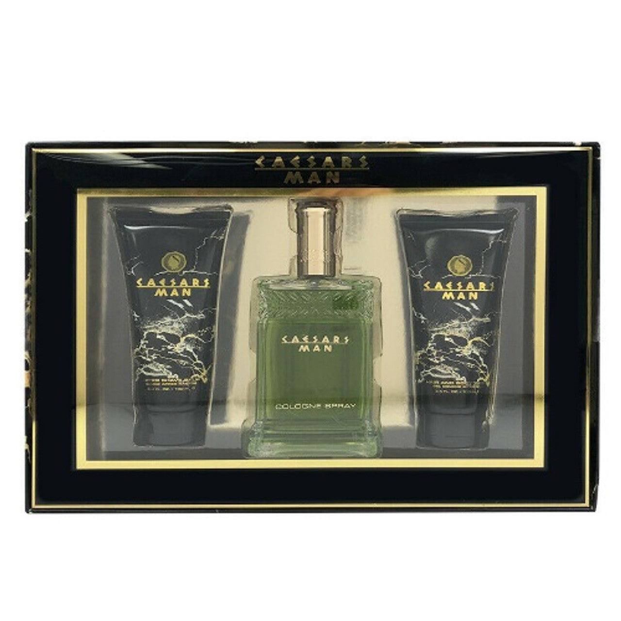 Caesars Man by Caesars 3pc Set 4 oz EDC + After Shave Balm 3.4 oz + Hair and Body Wash 3.4 oz for Men