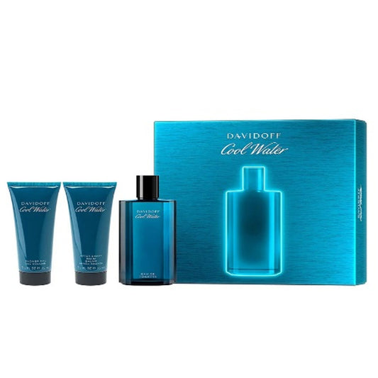 Cool Water by Davidoff 3pc Gift Set EDT 4.2 oz + After Shave Balm + Shower Gel for Men