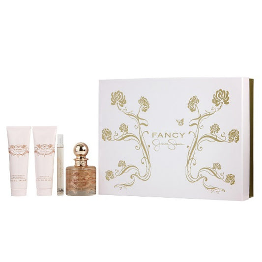 Fancy by Jessica Simpson 4pc Gift Set EDP 3.4 oz + Body Lotion + Shower Gel + Mini for Women