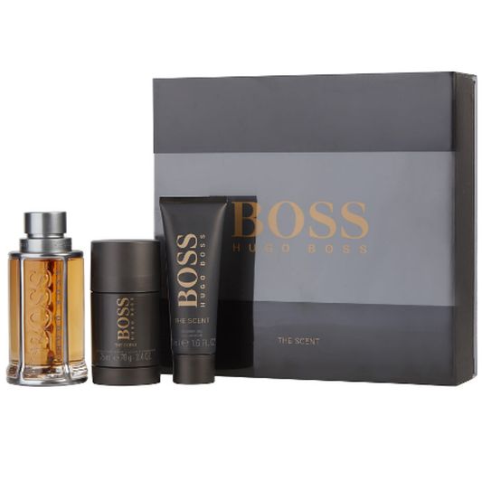 Boss The Scent by Hugo Boss 3pc Gift Set 3.3 oz EDT + Deodorant Stick + Shower Gel for Men