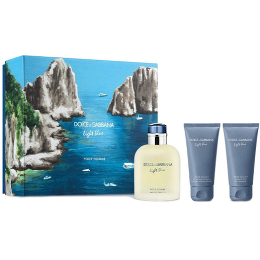 Light Blue by Dolce & Gabbana 3pc Gift Set EDT 4.2 oz + After Shave Balm 1.6 oz + Shower Gel 1.6 oz for Men