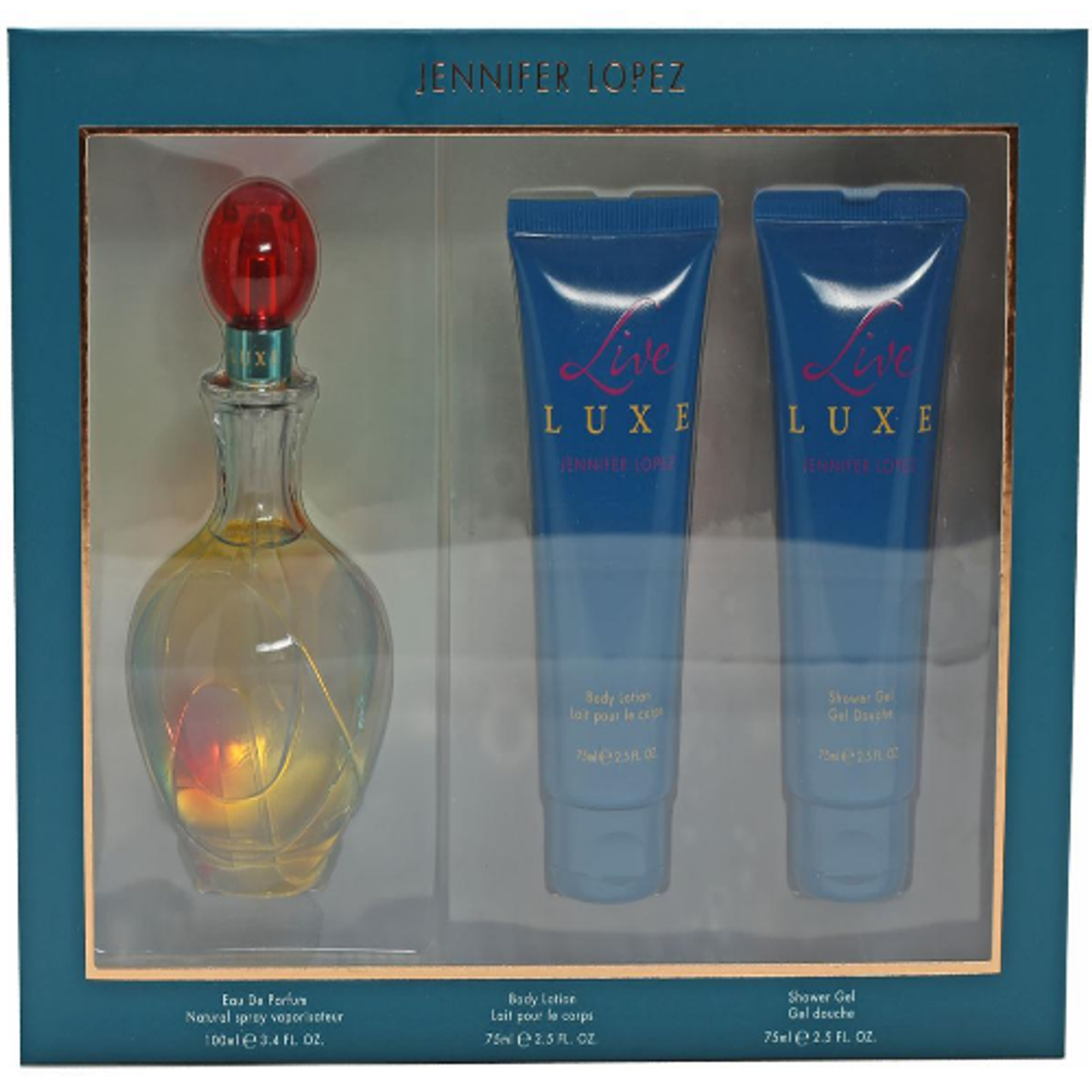 Live Luxe by Jennifer Lopez 3pc Gift Set EDP 3.4 oz + Body Lotion + Shower Gel for Women