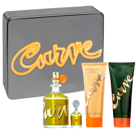 Curve by Liz Claiborne 4pc Gift Set EDC 4.2 oz + Aftershave Balm + Shower Gel + Mini for Men