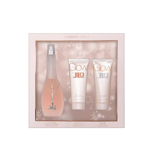 Glow by Jennifer Lopez 3pc Gift Set EDT 3.4 oz + Body Lotion 2.5 oz + Shower Gel 2.5 oz for Women