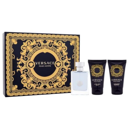 Versace Pour Homme by Versace 3pc Gift Set EDT 1.7 oz + Hair & Body Shampoo + After Shave Balm for Men